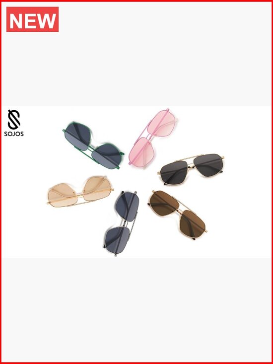 Retro Hexagon Aviator Sunglasses UV400 Protection Metal Frame